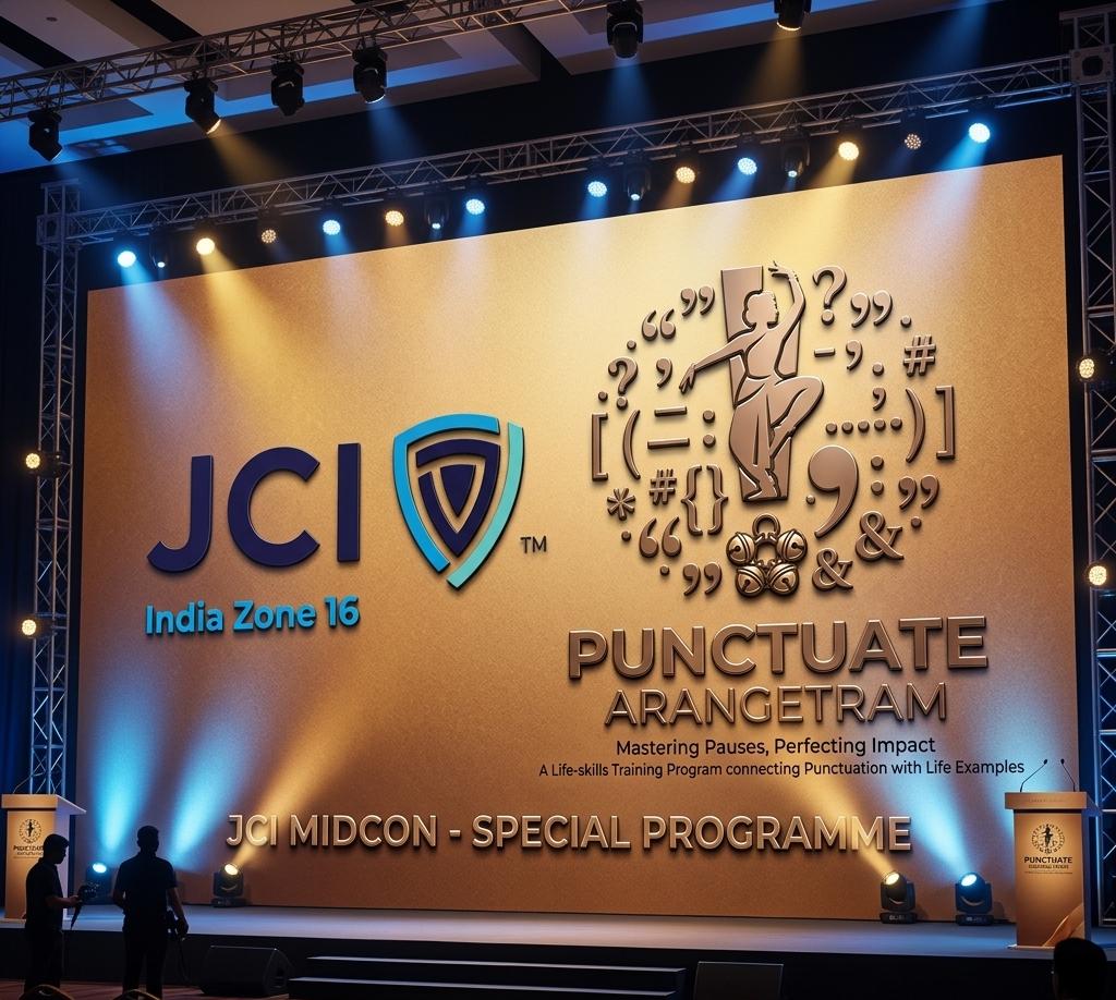 JCI Midcon Special Programme — Punctuate Arangetram stage backdrop